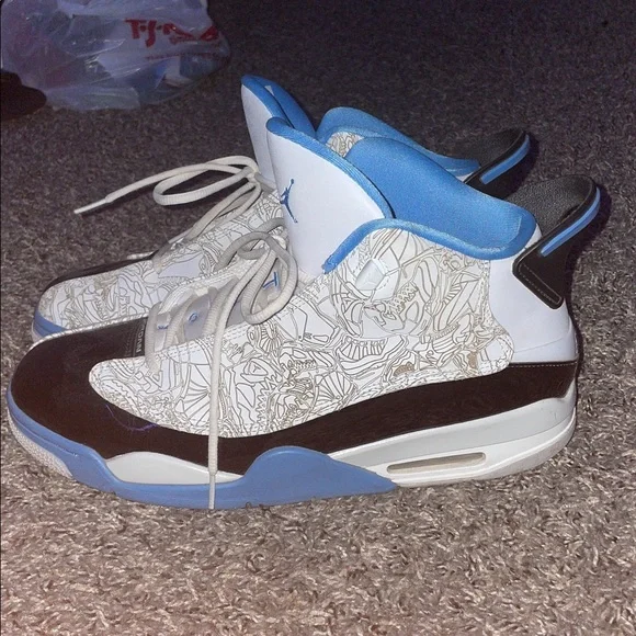 Jordan Sneakers with White, Black, and Blue Highlights